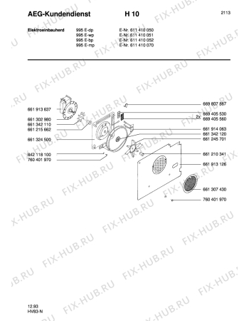 Взрыв-схема плиты (духовки) Aeg COMPETENCE 995E-MP - Схема узла Section6